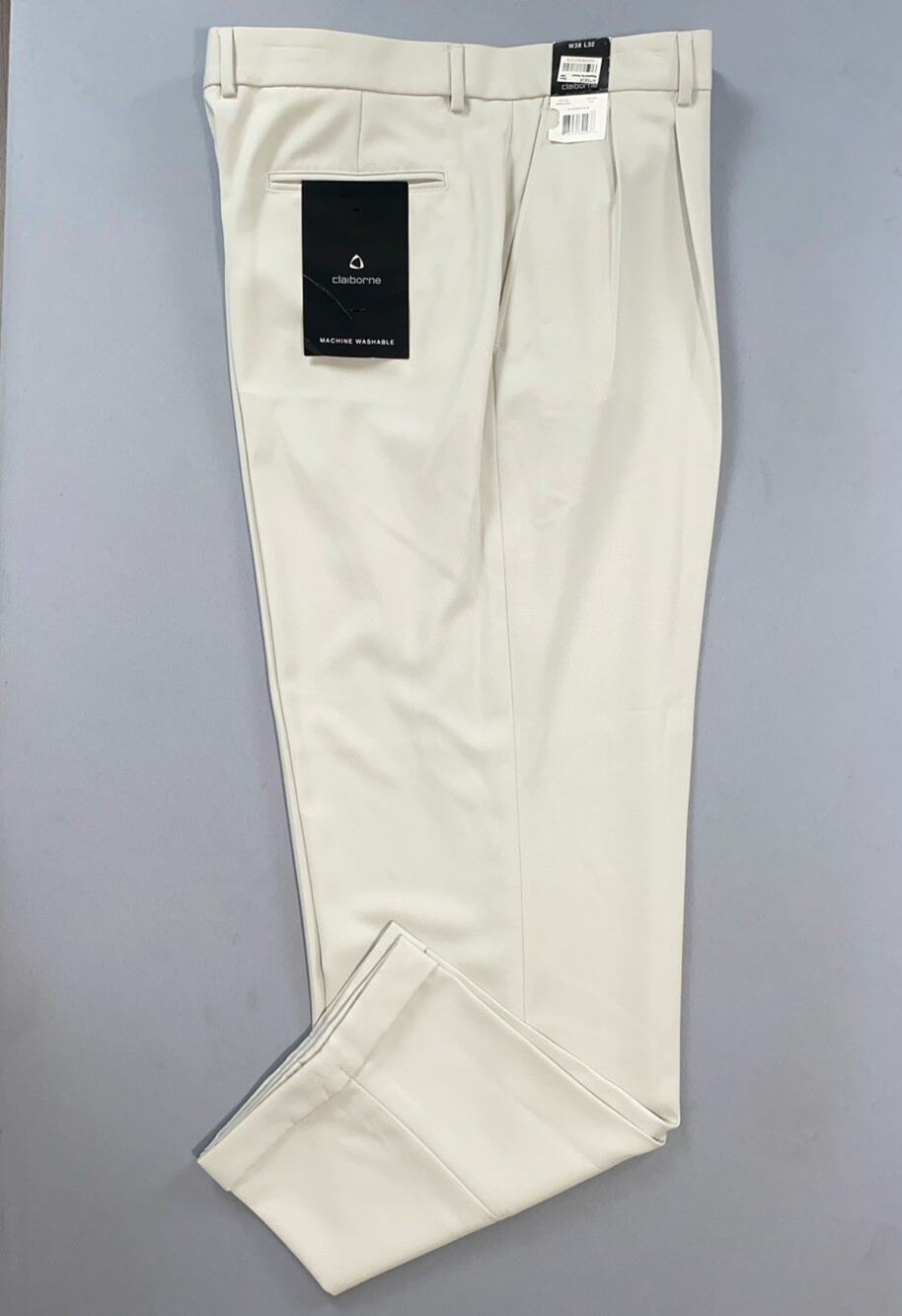Claiborne Essentials Pleated/Cuffed Micro Fiber Dress Pants, Slacks. Men's 38X32